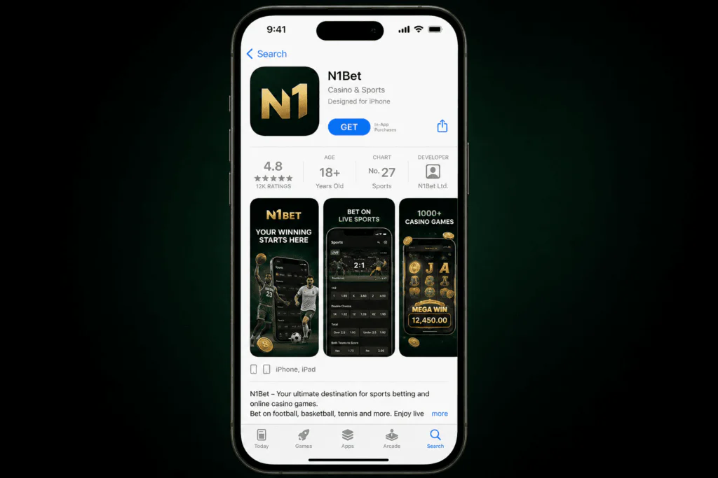 N1Bet application page layout in the official Apple App Store - n1bet-spots.de