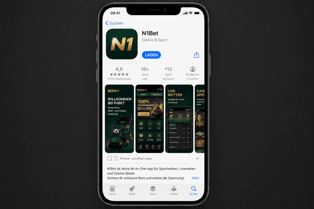 Layout der N1Bet-Anwendungsseite im offiziellen Apple App Store - n1bet-spots.de