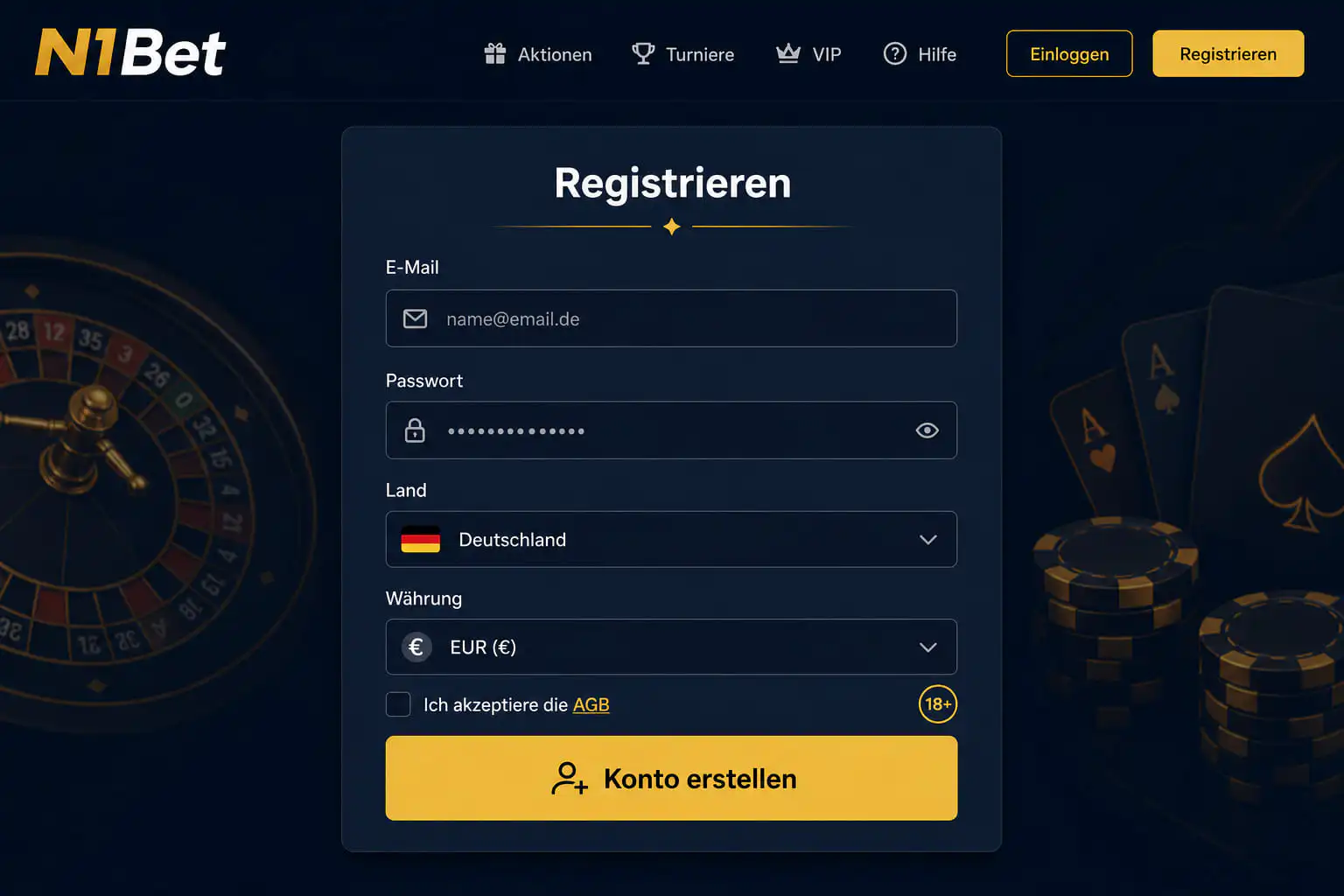 Offizielle N1Bet-Registrierungsoberfläche zum Erstellen eines neuen Benutzerkontos - n1bet-spots.de